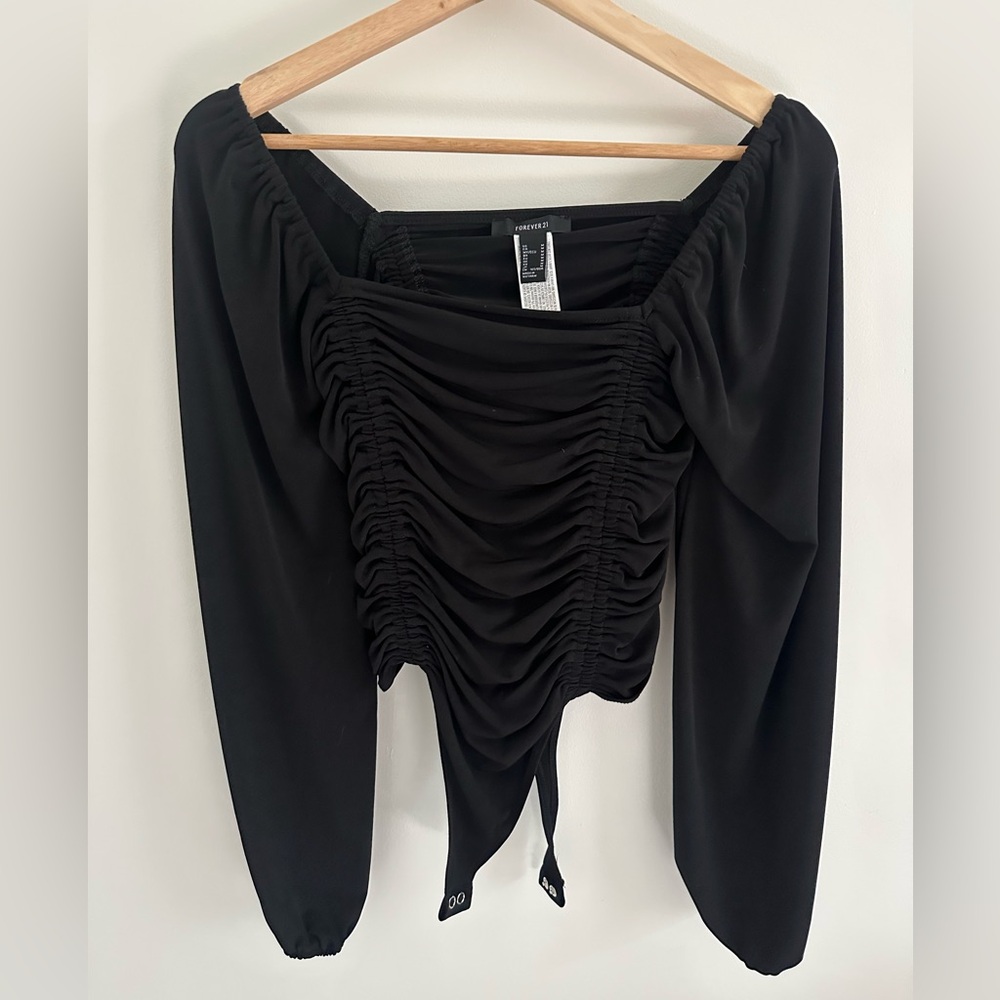 Forever 21 Black Ruched Bodysuit